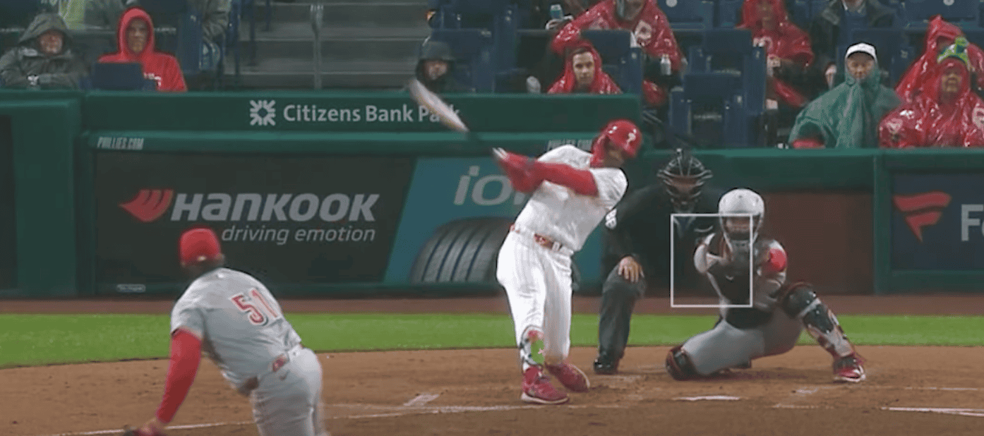Action shot of Bryce Harper showcasing his skills, representing elite players worth watching.